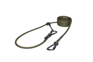 Preview: EASYLONG Hundeleine TWIST - M - 2,5m - olive mit rot und lila Linien